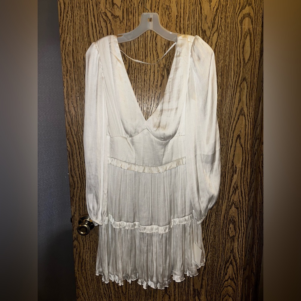 David's Bridal White Pleated Dress